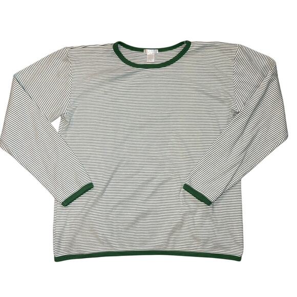 LAKE Long Sleeve Green Striped Pajama Shirt Size Medium - Picture 1 of 4